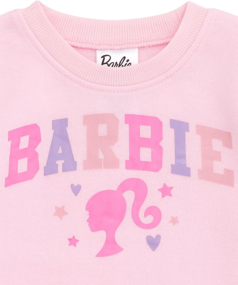 Barbie Girls Fleece Pullover Sweatshirt with Faux Fur Sleeves Toddler to Big Kid Sizes (2T - 14-16) - Image 3